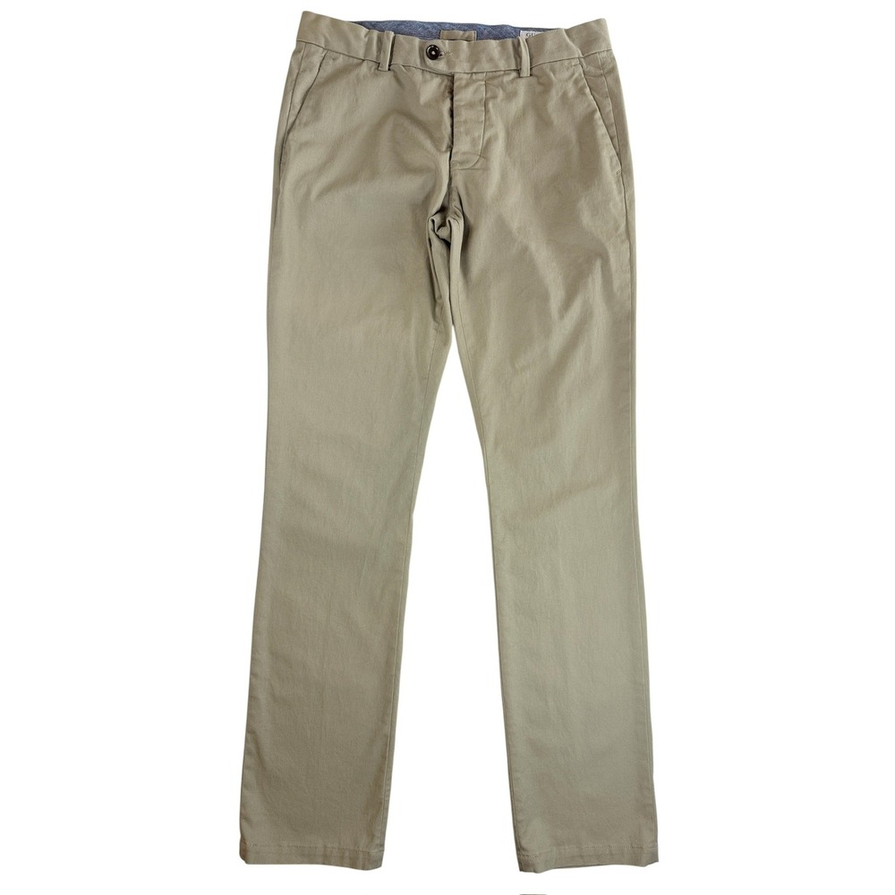 Gustin Chino Pants Mens 34 Khaki Slim Fit Button Fly Washed Cotton